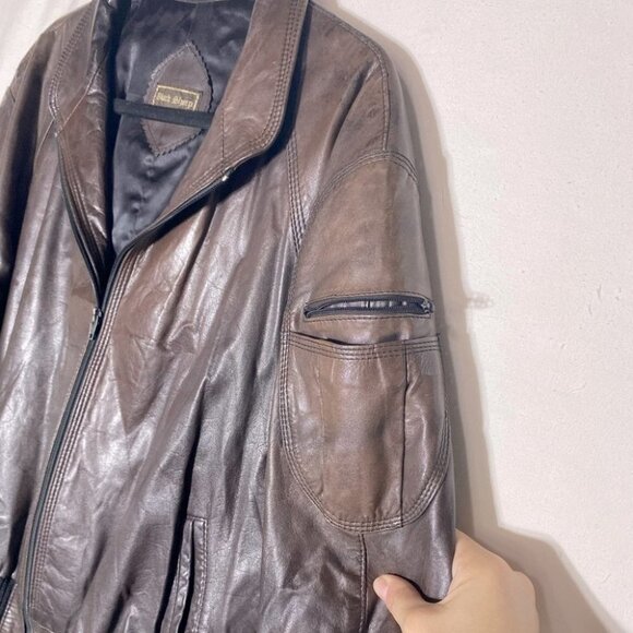 Vintage Black Sheep Brown Leather Bomber M - Picture 6 of 16